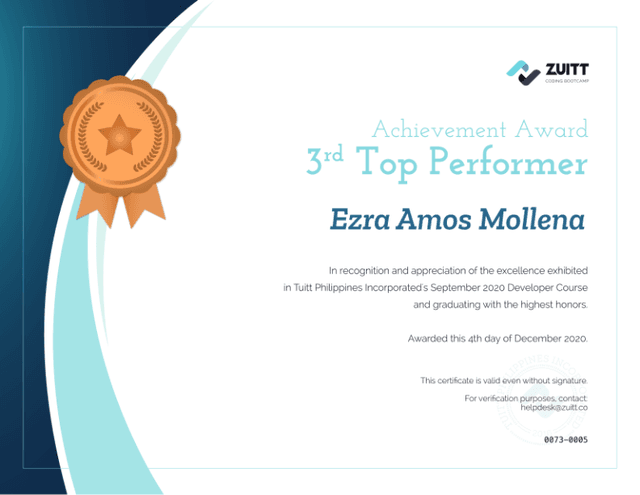 Zuitt Award